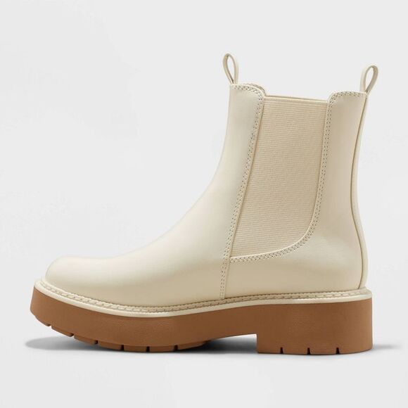 A New Day - A New Day Women's Faux Leather Ankle Chelsea Boots Off-White - Picture 2 of 4